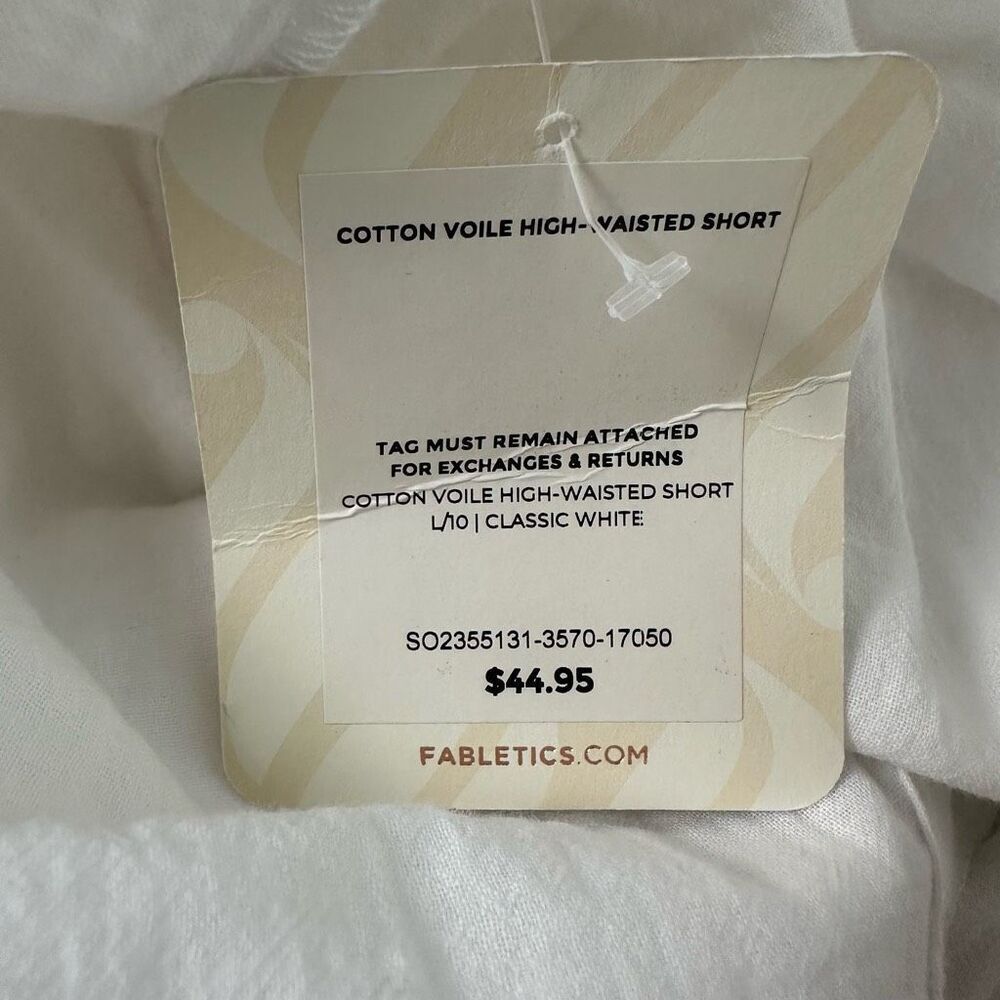 Fabletics Large Cotton Voile High Waisted White Short - Picture 7 of 9